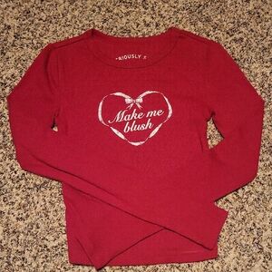 Aeropostale Red Long Sleeve Tee with Heart Graphic♥️♥️♥️